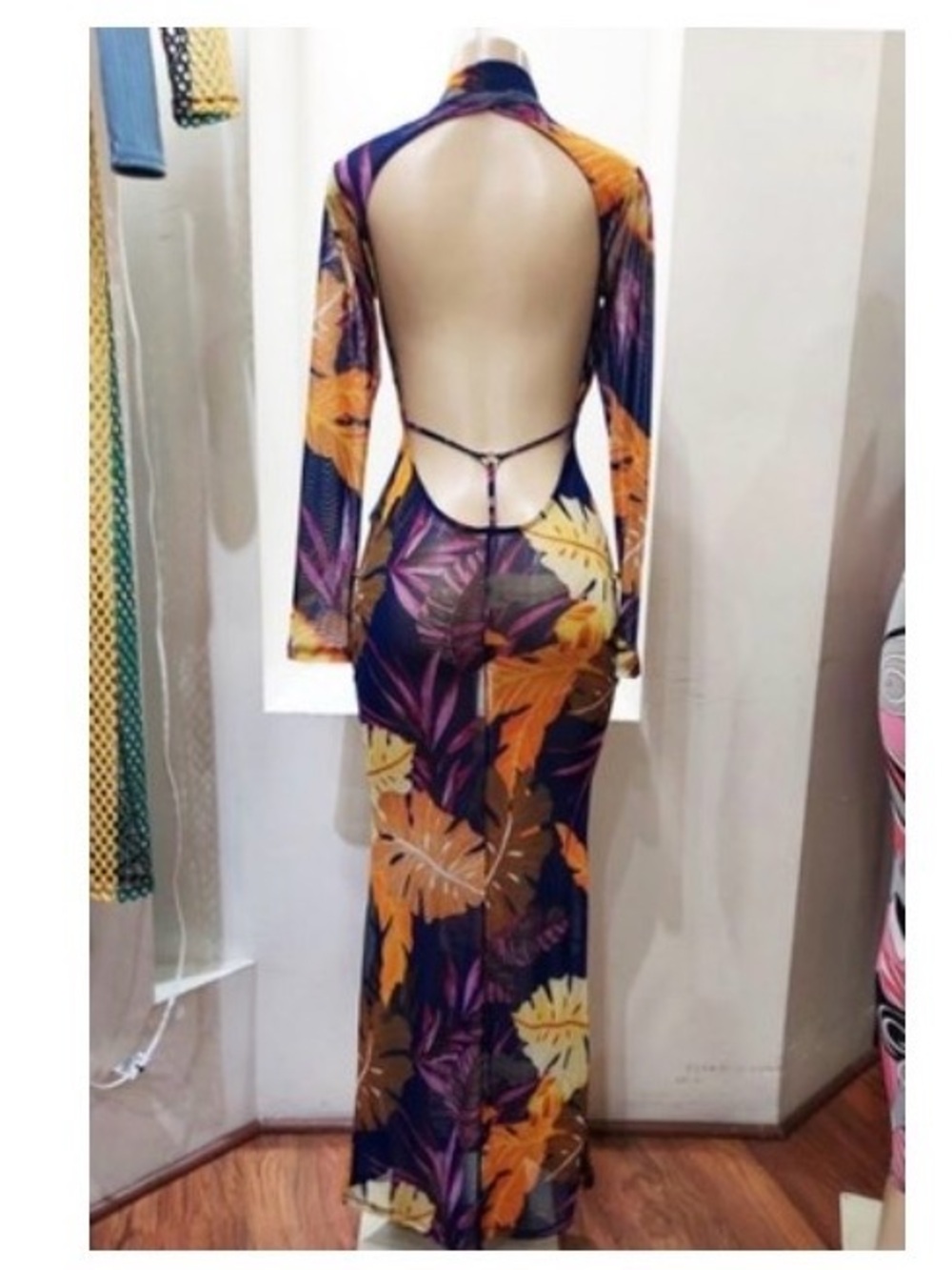 Long Sleeve Maxi Dress in Purple Floral Print